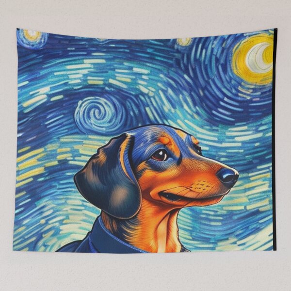 Item preview, Van gogh Starry Night Dachshund  designed and sold by Vangoholic.