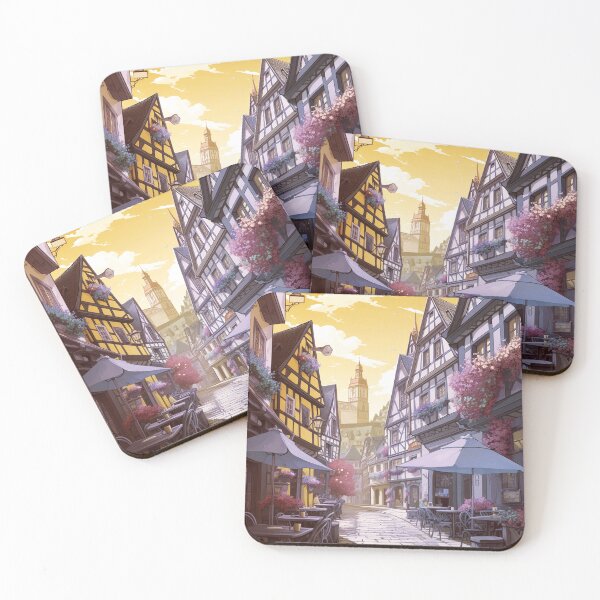 Item preview, Miltenberg Town,  Purple Sunset, Germany, Ai Generated Art - A Timeless Tapestry of Bavarian Charm designed and sold by studioSharonKay.