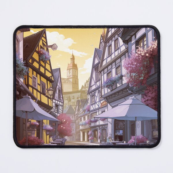 Item preview, Miltenberg Town,  Purple Sunset, Germany, Ai Generated Art - A Timeless Tapestry of Bavarian Charm designed and sold by studioSharonKay.