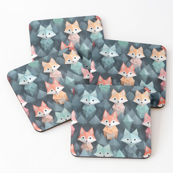 Item preview, Pastel Origami Fox Pattern - Whimsical and Playful Design designed and sold by The Whimsical Homestead.