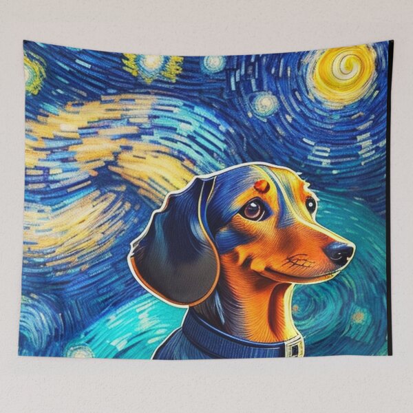 Item preview, Van gogh Starry Night Dachshund  designed and sold by Vangoholic.