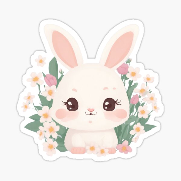 Item preview, Cute little rabbit with flowers designed and sold by pixewlab.