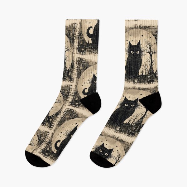 Item preview, Spooky black cat in cemetery designed and sold by Lynnchabot.