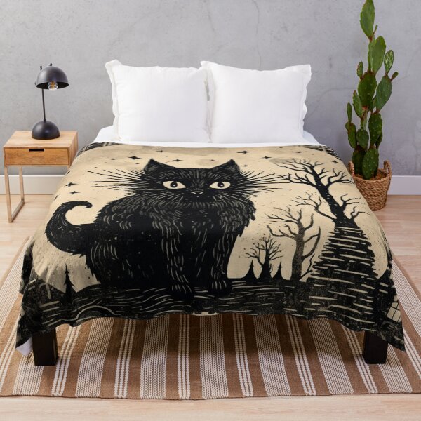 Item preview, Spooky black cat in cemetery designed and sold by Lynnchabot.