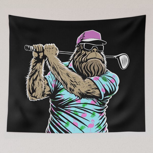 Item preview, Bigfoot Golf Lover Hawaiian Flamingo Funny Dad Golfer designed and sold by GrandeDuc.