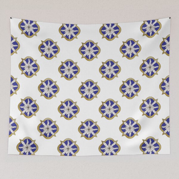 Item preview, Going Full Medieval - white flowers on blue & gold designed and sold by TandBB.