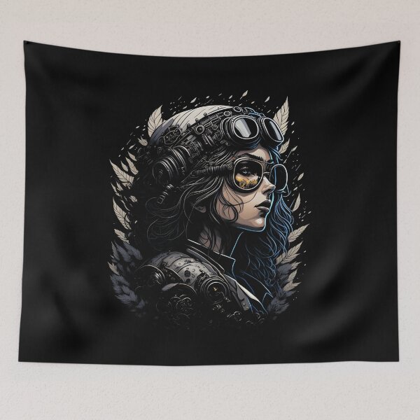 Item preview, Steampunk Art Female Pilot Woman Vintage Portrait designed and sold by SoccaTamam.
