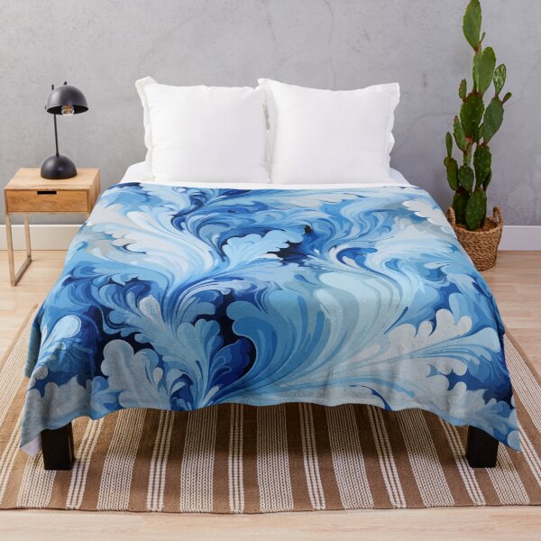 Item preview, Abstract Blue and White Paint Swirl Pattern designed and sold by Blue-Banana.