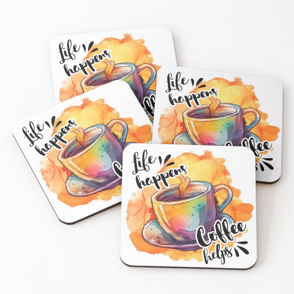 Item preview, Vibrant Watercolour Life Happens Coffee Helps designed and sold by Triplicate Limited.