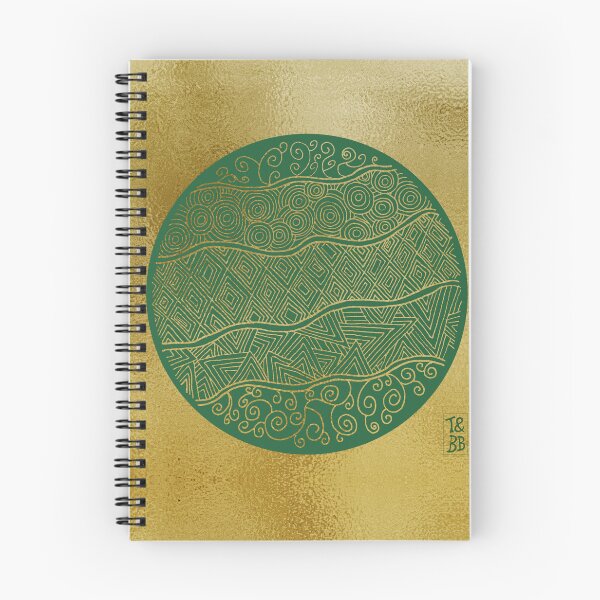 Item preview, La biblioteca - Arte de garabatos verde y dorado designed and sold by TandBB.