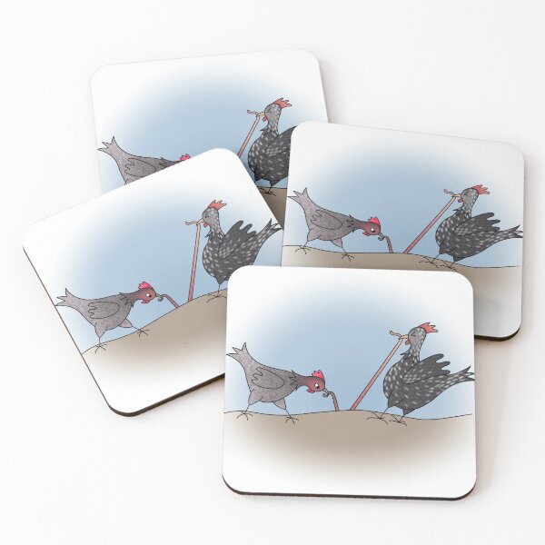 Item preview, Chickens and earthworm (with background) designed and sold by FeuillePlume.
