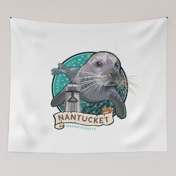 Item preview, Harbor Seal and Brant Point Lighthouse Nantucket Massachusetts designed and sold by SunNoonPark.