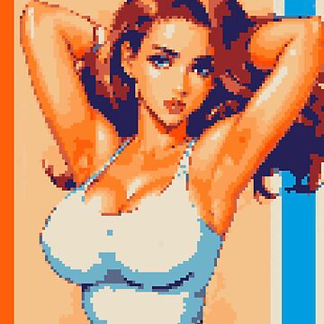 Artwork thumbnail, White Tank Retro 8bit Pixel Art Babe by 8bitglam