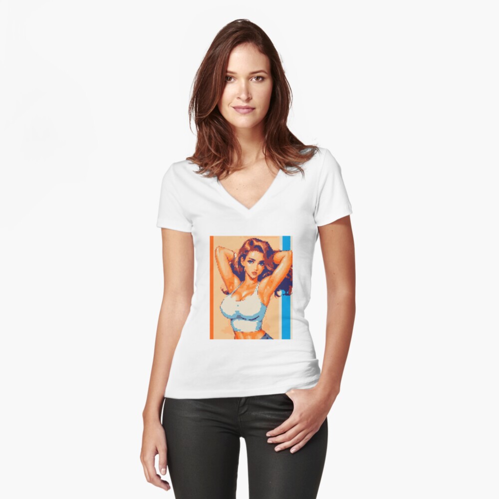 Item preview, Fitted V-Neck T-Shirt designed and sold by 8bitglam.