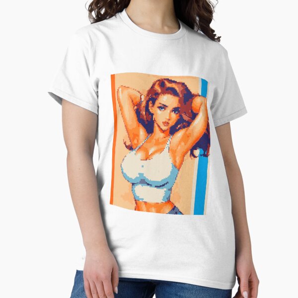 White Tank Retro 8bit Pixel Art Babe Classic T-Shirt