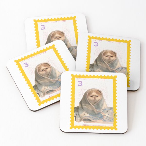 Item preview, GRUMPY MEME KITTY SILLY CAT DUOTONE STAMP 3 designed and sold by kyodeo.