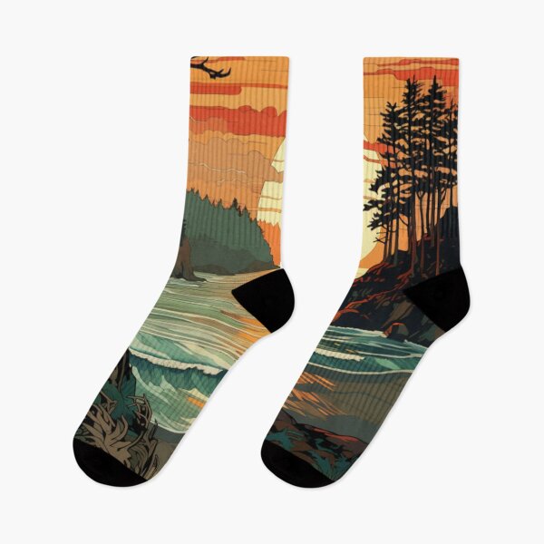 Item preview, Pacific Northwest Beach Sunset Art Nouveau designed and sold by NorthSkyPoint.