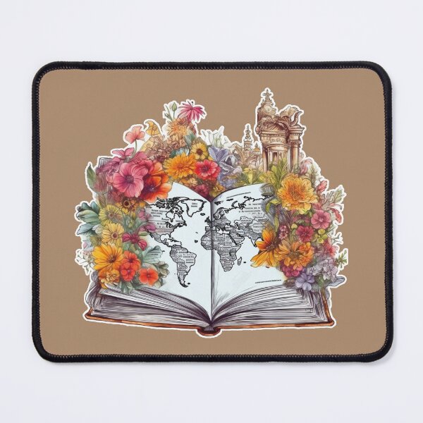 Item preview, A book with world map and colorful flowers - 02 designed and sold by MadamPaperHazel.