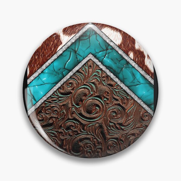 Item preview, Western Cow	 Pattern Cowhide Turquoise and Tooled Leather 	 	 designed and sold by gqvywmsatri56.