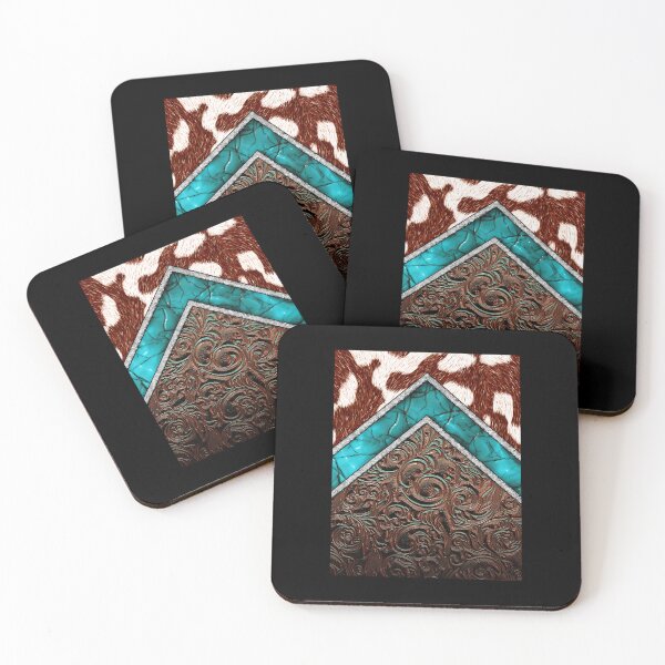 Item preview, Western Cow	 Pattern Cowhide Turquoise and Tooled Leather 	 	 designed and sold by gqvywmsatri56.