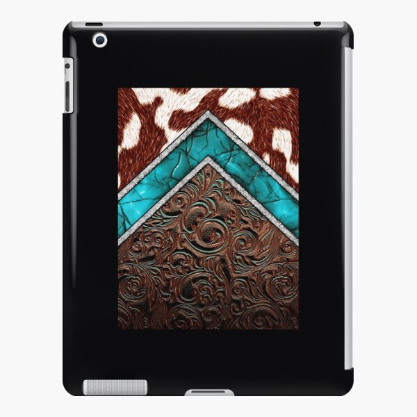 Aqua Brown Tooled Leather Pattern | iPad Case & Skin
