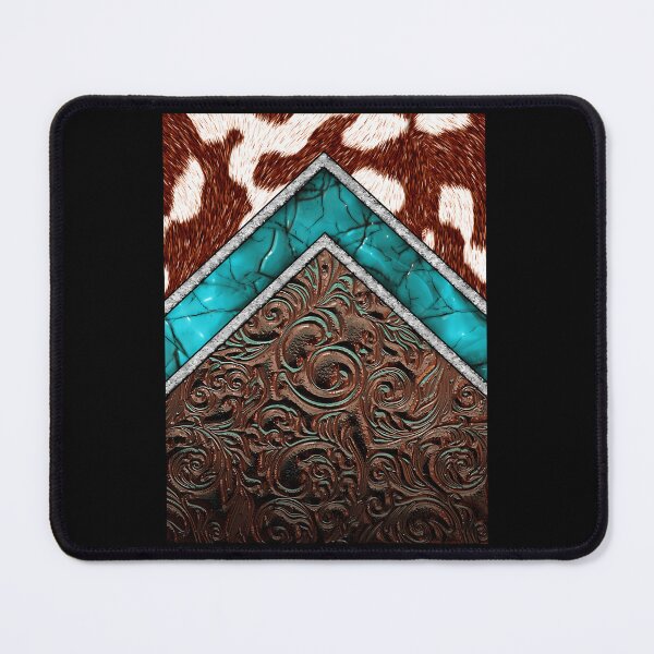 Item preview, Western Cow	 Pattern Cowhide Turquoise and Tooled Leather 	 	 designed and sold by gqvywmsatri56.