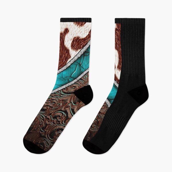Item preview, Western Cow	 Pattern Cowhide Turquoise and Tooled Leather 	 	 designed and sold by gqvywmsatri56.