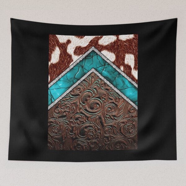 Item preview, Western Cow	 Pattern Cowhide Turquoise and Tooled Leather 	 	 designed and sold by gqvywmsatri56.