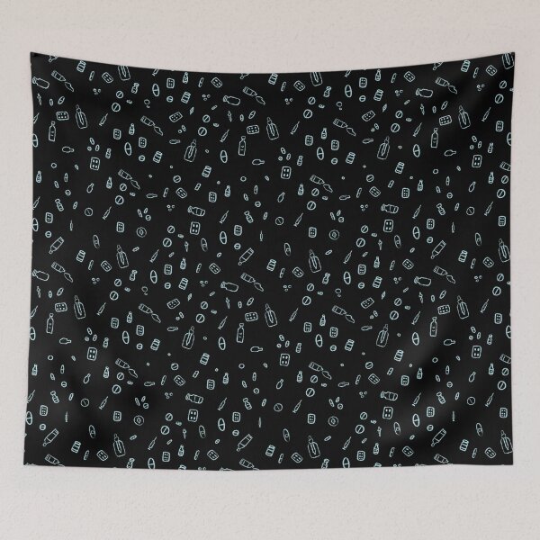 Item preview, Pharmaceutical drug graphics blue on black  designed and sold by peteanything.