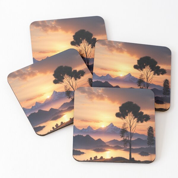 Item preview, Rising Sun Serenity: Lake and Snow-Capped Mountains designed and sold by Electric-Easel.
