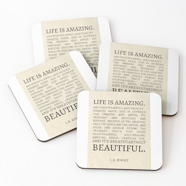 Item preview, LR Knost - Life is amazing - inspiring quote in uppercase Times New Roman font cream vintage paper designed and sold by Fern-and-Fyre.