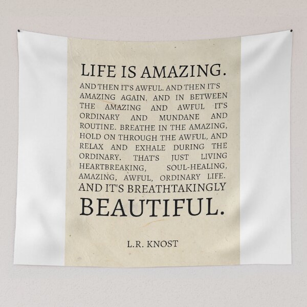 Item preview, LR Knost - Life is amazing - inspiring quote in uppercase Times New Roman font cream vintage paper designed and sold by Fern-and-Fyre.