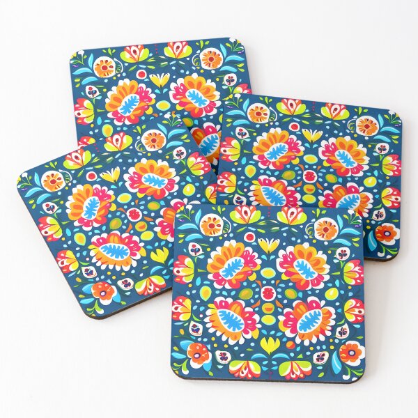 Item preview, Folk inspired design, colorful flower pattern designed and sold by artbelka.