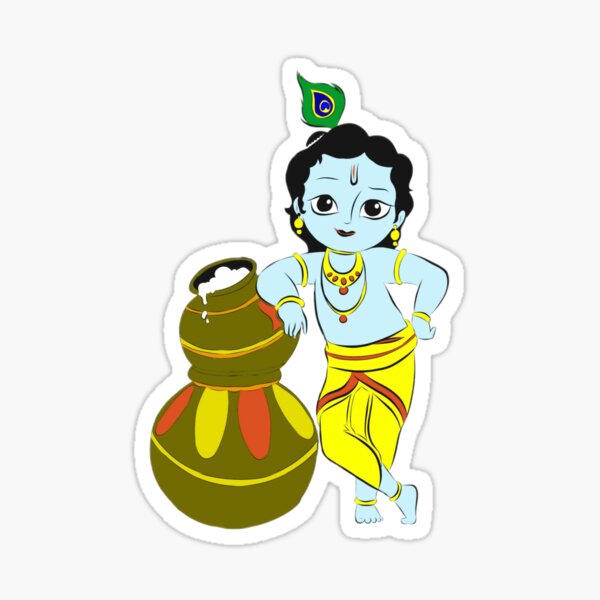 Cute funny bal Krishna drawing | makhan chor krishna - YouTube