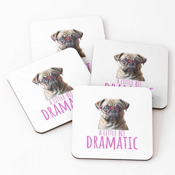 Item preview, Tan Pug Dramatic with Pink Glasses designed and sold by 96CypressAlley.