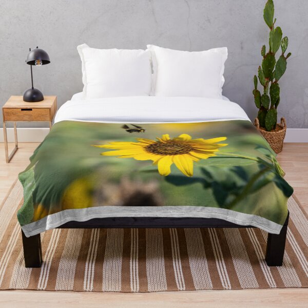 Item preview, Bumblebee volando sobre Sunflower en una mañana soleada designed and sold by Stretch Clendennen.