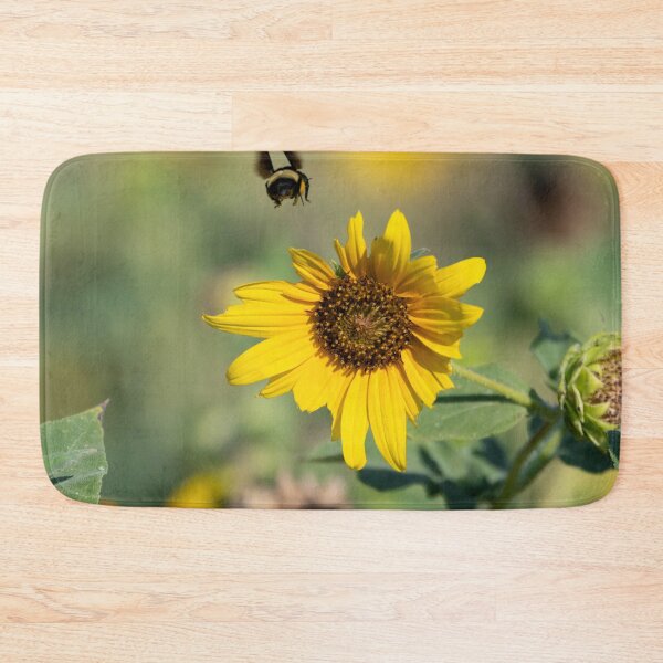Item preview, Bumblebee flying over Sunflower on sunny morning designed and sold by Stretch Clendennen.
