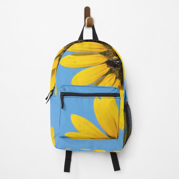Item preview, Bumblebee pollenating a damaged yellow Sunflower bloom designed and sold by Stretch Clendennen.