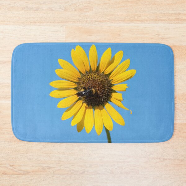 Item preview, Bumblebee pollenating a damaged yellow Sunflower bloom designed and sold by Stretch Clendennen.