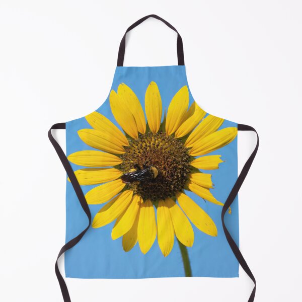 Item preview, Bumblebee pollenating a damaged yellow Sunflower bloom designed and sold by Stretch Clendennen.