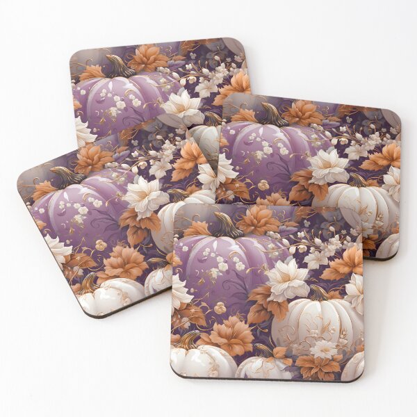 Item preview, Vintage Style Autumn Pumpkins in Plum Purple, Ivory, and Orange designed and sold by coreexpressions.