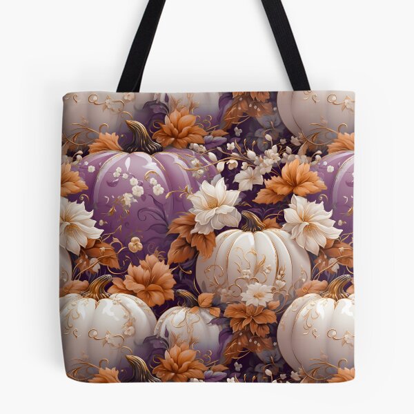 Item preview, Vintage Style Autumn Pumpkins in Plum Purple, Ivory, and Orange designed and sold by coreexpressions.