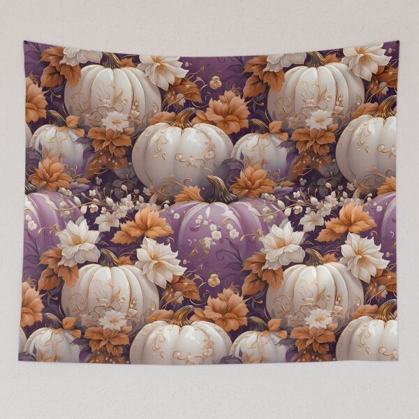Item preview, Vintage Style Autumn Pumpkins in Plum Purple, Ivory, and Orange designed and sold by coreexpressions.