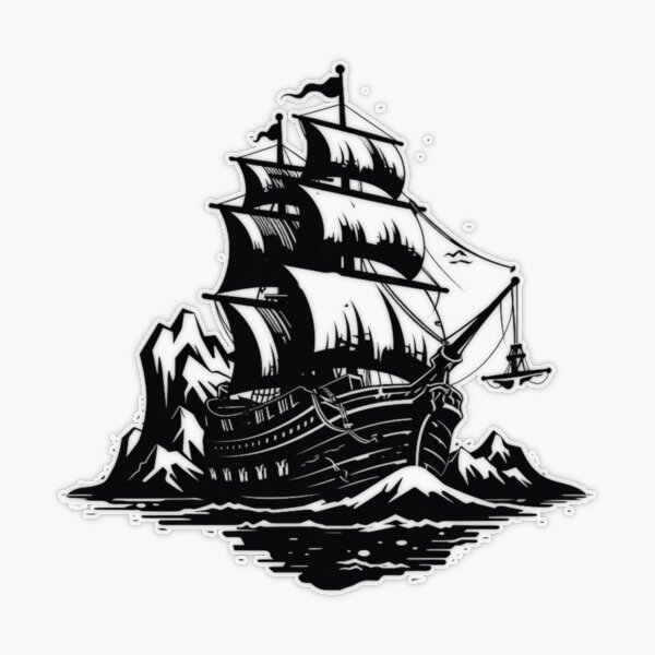 Pirate Ship Clipart Black And White