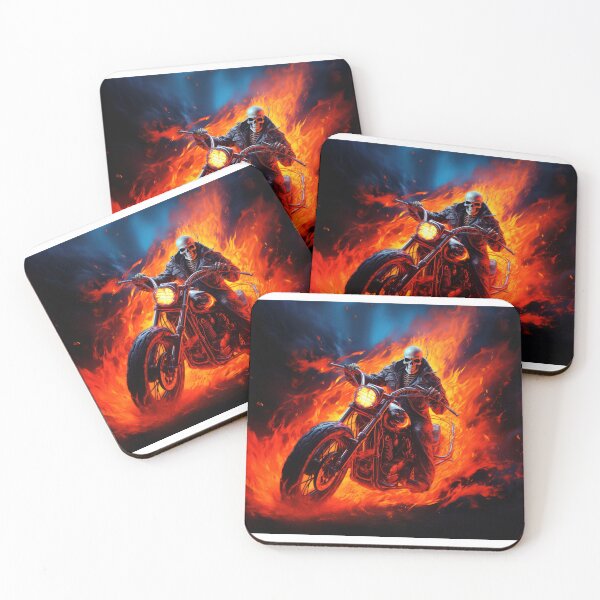 Item preview, Hell Rider 3: Skeleton on Motorcycle Through Hell's Flames Artwork | Redbubble designed and sold by Very Peculiar.