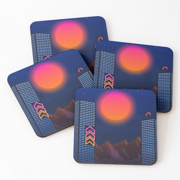 Item preview, Cyberpunk city with Mountain background designed and sold by AmyJStickers.