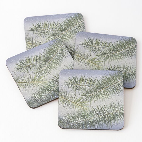 Item preview, Evergreen Trio on Blue designed and sold by Lisa Neuman Watercolors.