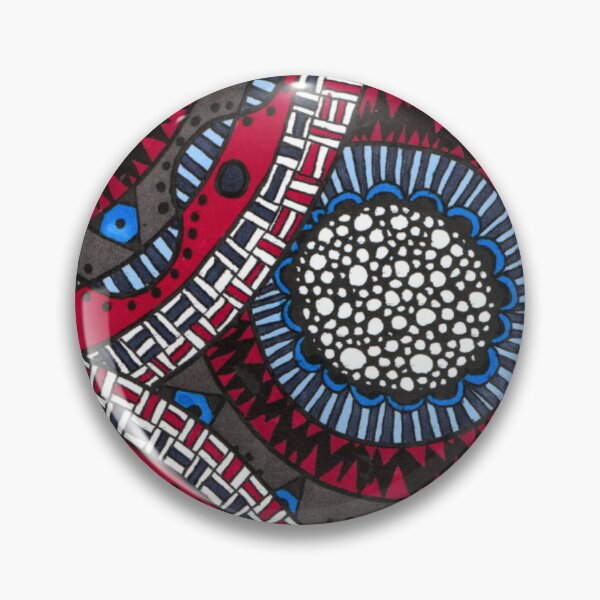 Artikelvorschau, Rotes, schwarzes und blaues geometrisches Mandala hell entworfen und verkauft von foundunbound.
