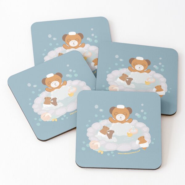 Item preview, Bear and Capybaras bathing in Hot Springs designed and sold by Toba  Goodbear.