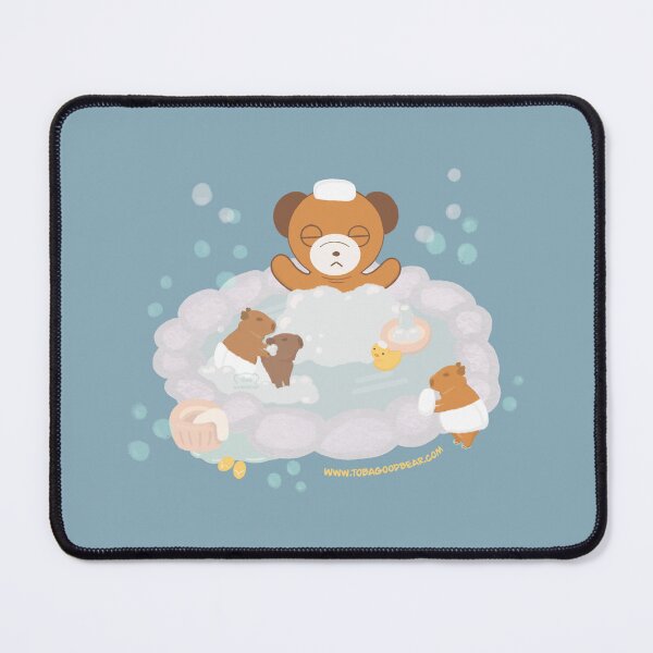 Item preview, Bear and Capybaras bathing in Hot Springs designed and sold by Toba  Goodbear.